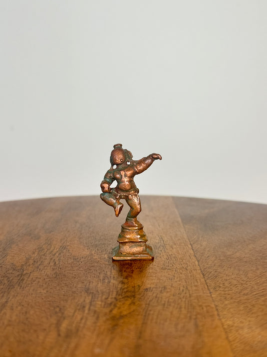 Miniature butter ball krishna - museum replicated copper idol