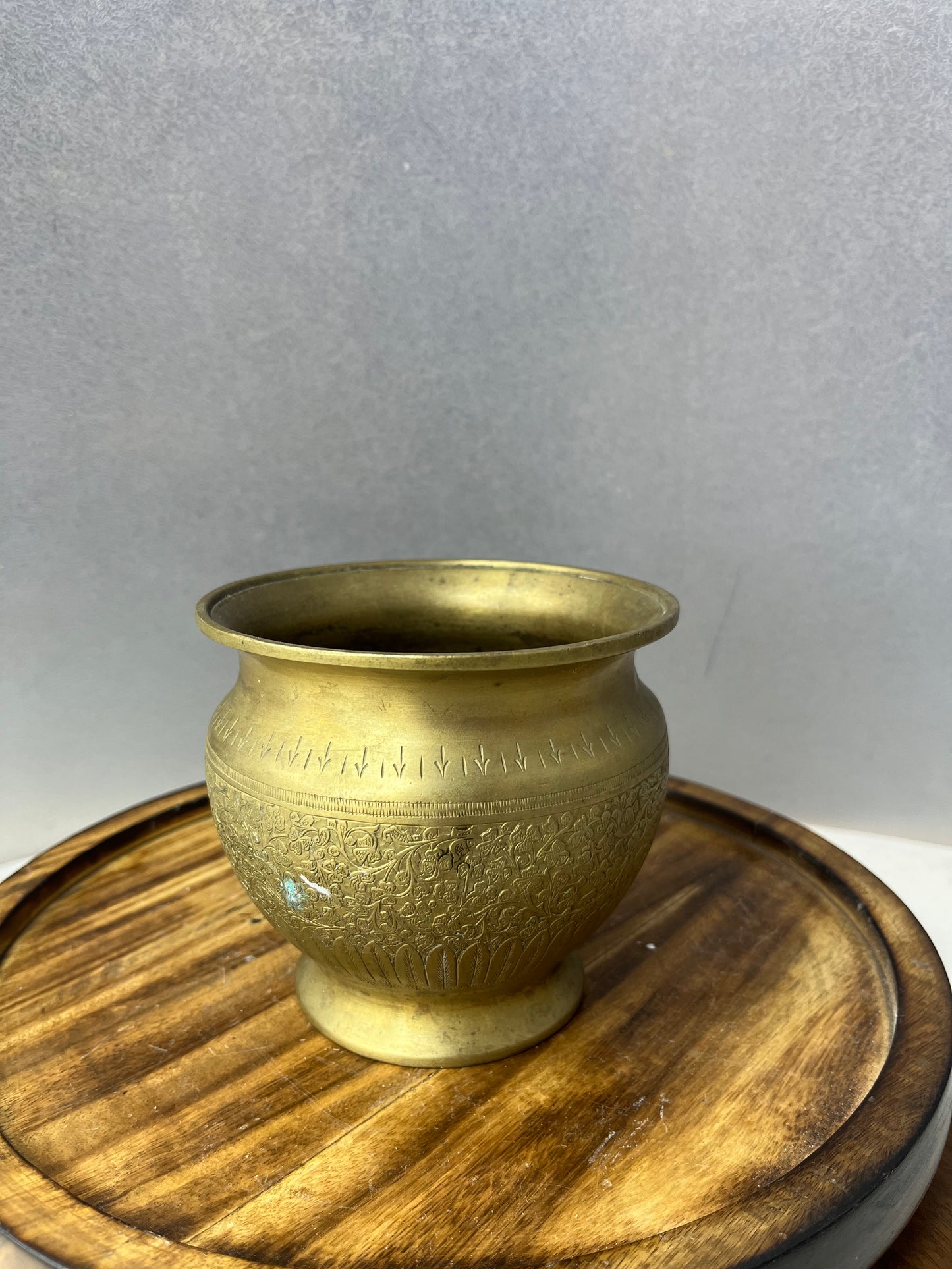 Vintage brass cast vase pot