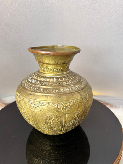 Vintage brass made dashavatara kalasa pot