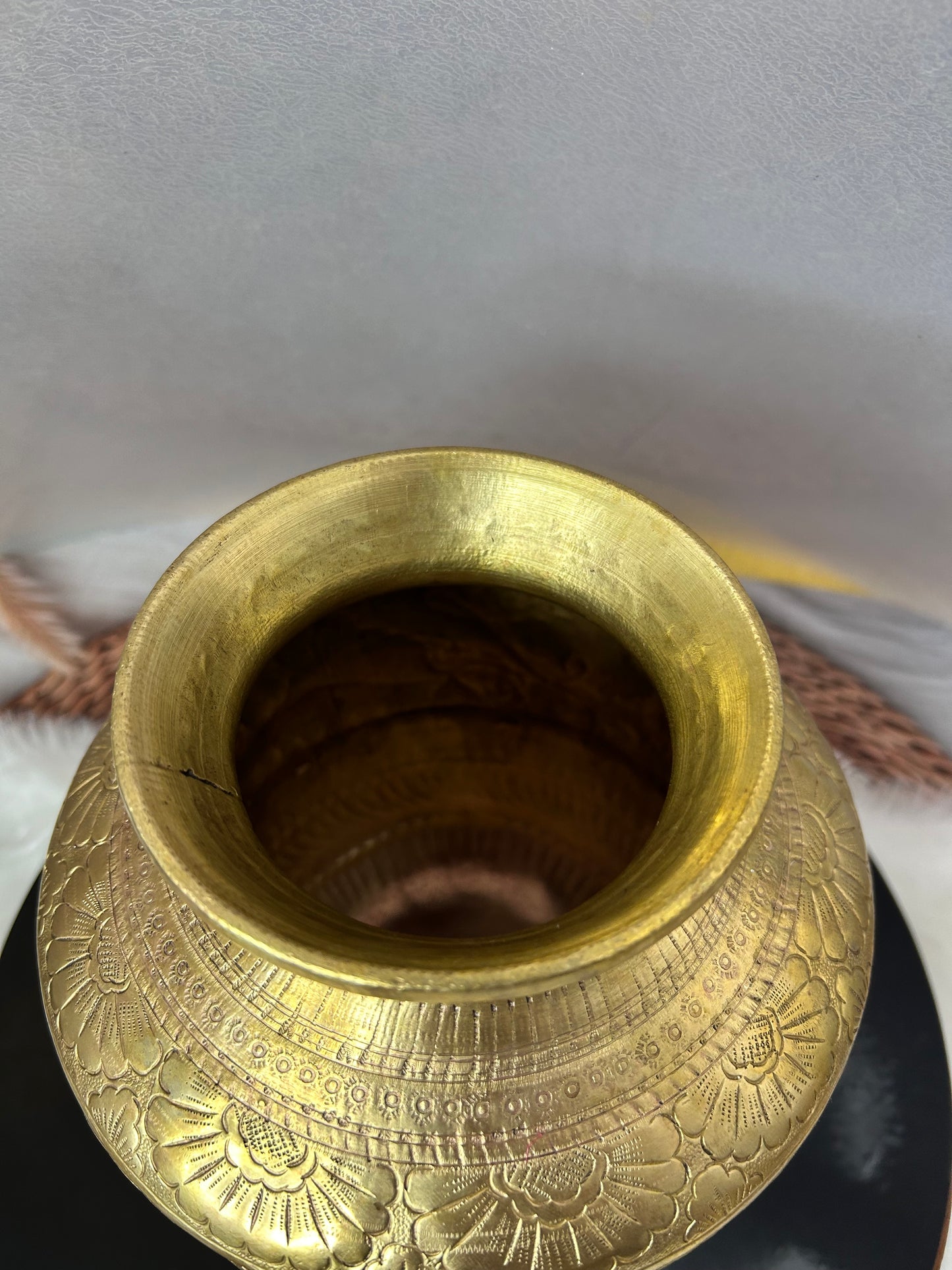 Vintage brass cast rare design pot