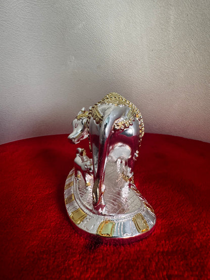Cow Calf Gaja Lakshmi - Prasiddh idols presents resin made silver polished idol