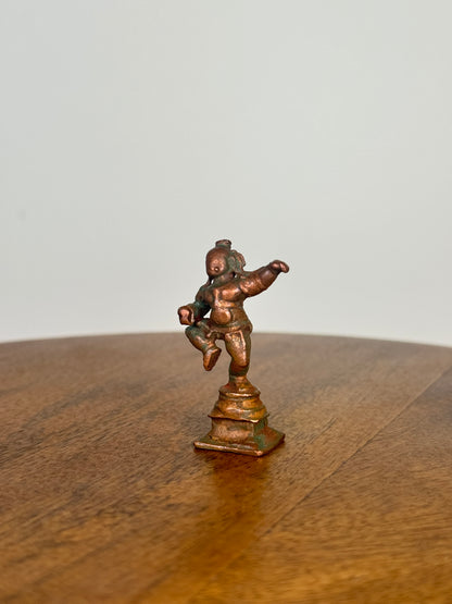 Miniature butter ball krishna - museum replicated copper idol