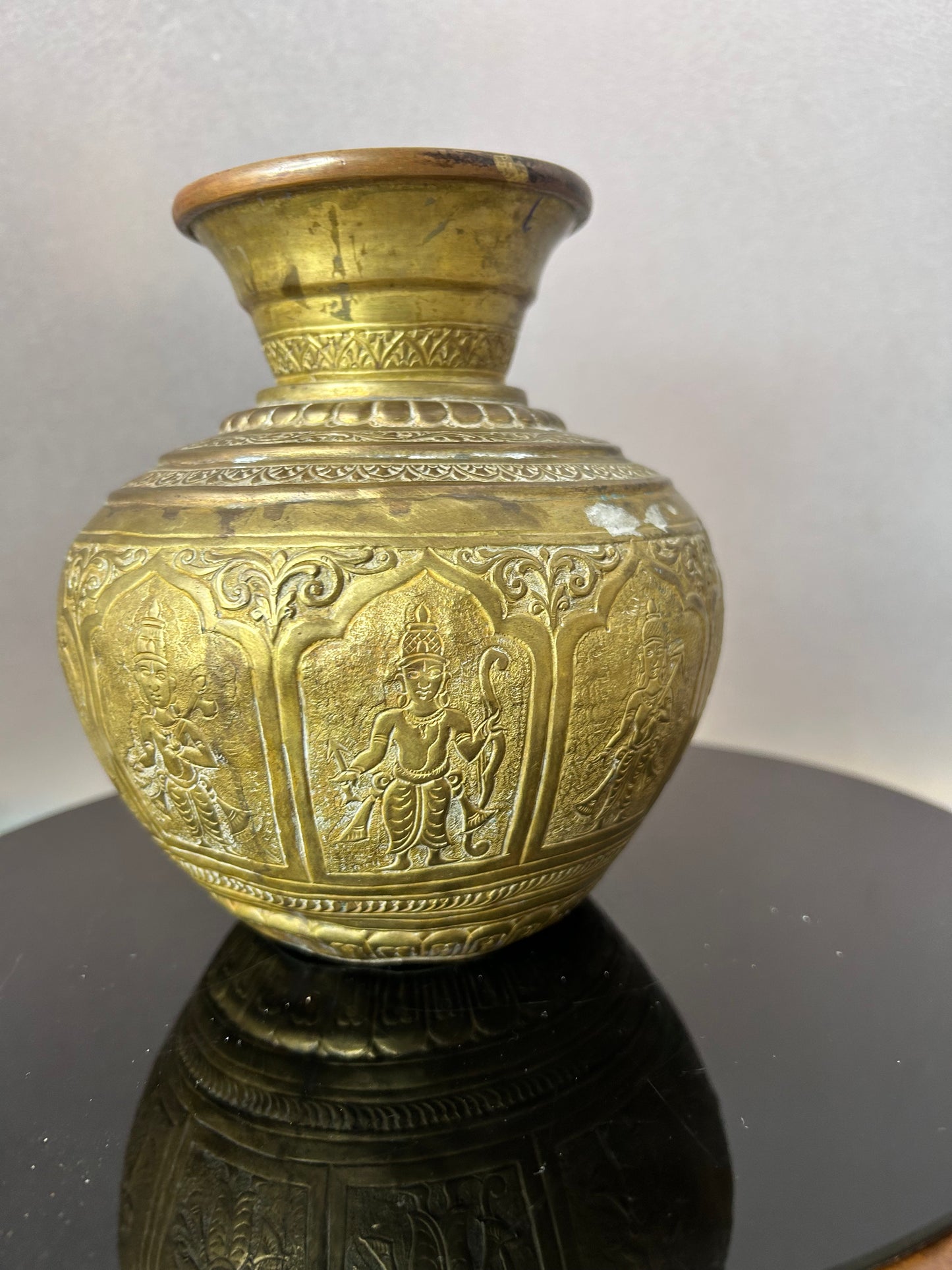 Vintage brass made dashavatara kalasa pot