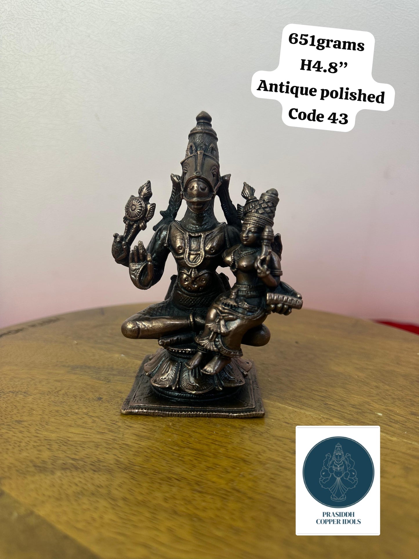 Lakshmi Hayagreeva - Prasiddh Idols Presents Copper Made Antique Polished Idol