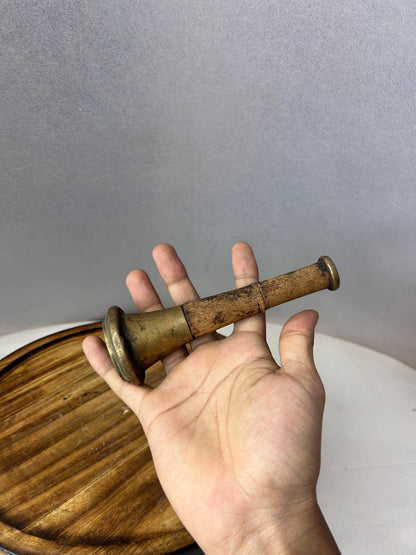 Vintage terracotta Brass and wood made smoking pipe