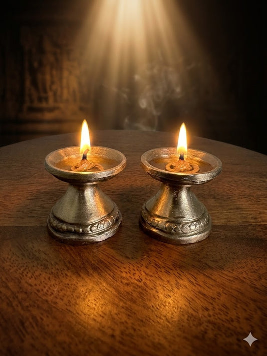 Traditional Bowl Arathi lamp/ Deepam/Lamp/Pair Lamp - Prasiddh Idols Presents Panchaloha handcrafted bowl lamp/ miniature lamp - ghee aarti