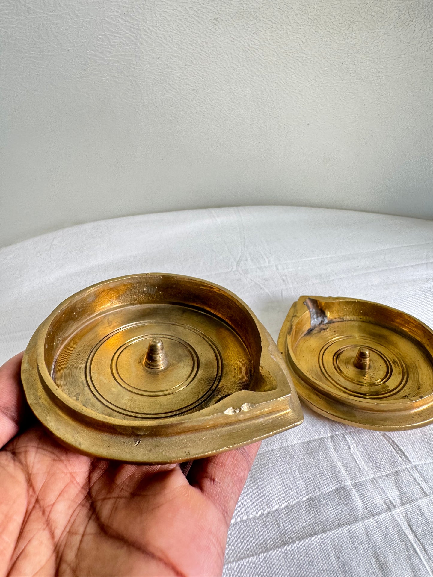 Tatte / Battalu Deepa/Deepam/Lamp - Prasiddh Idols Presents Panchaloha handcrafted plate lamp (set of 2 pcs)