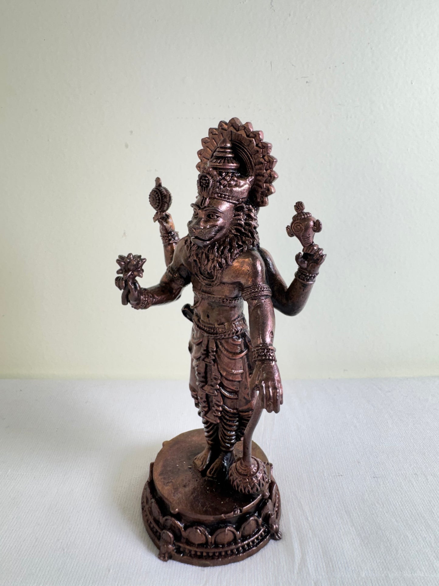 Standing Narasimha Swamy - Prasiddh idols presents Copper Made Polished idol