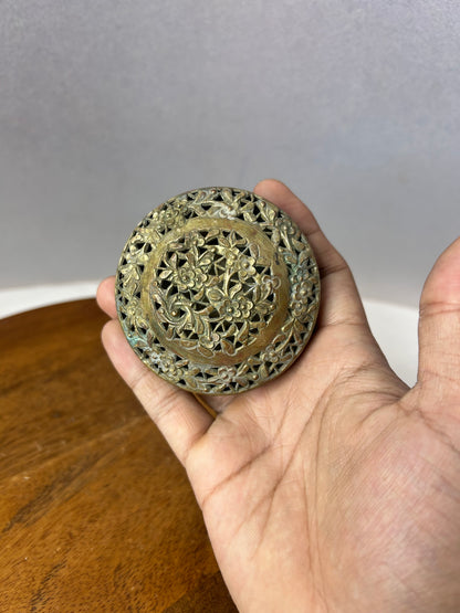Brass made miniature jali cut jewellery box
