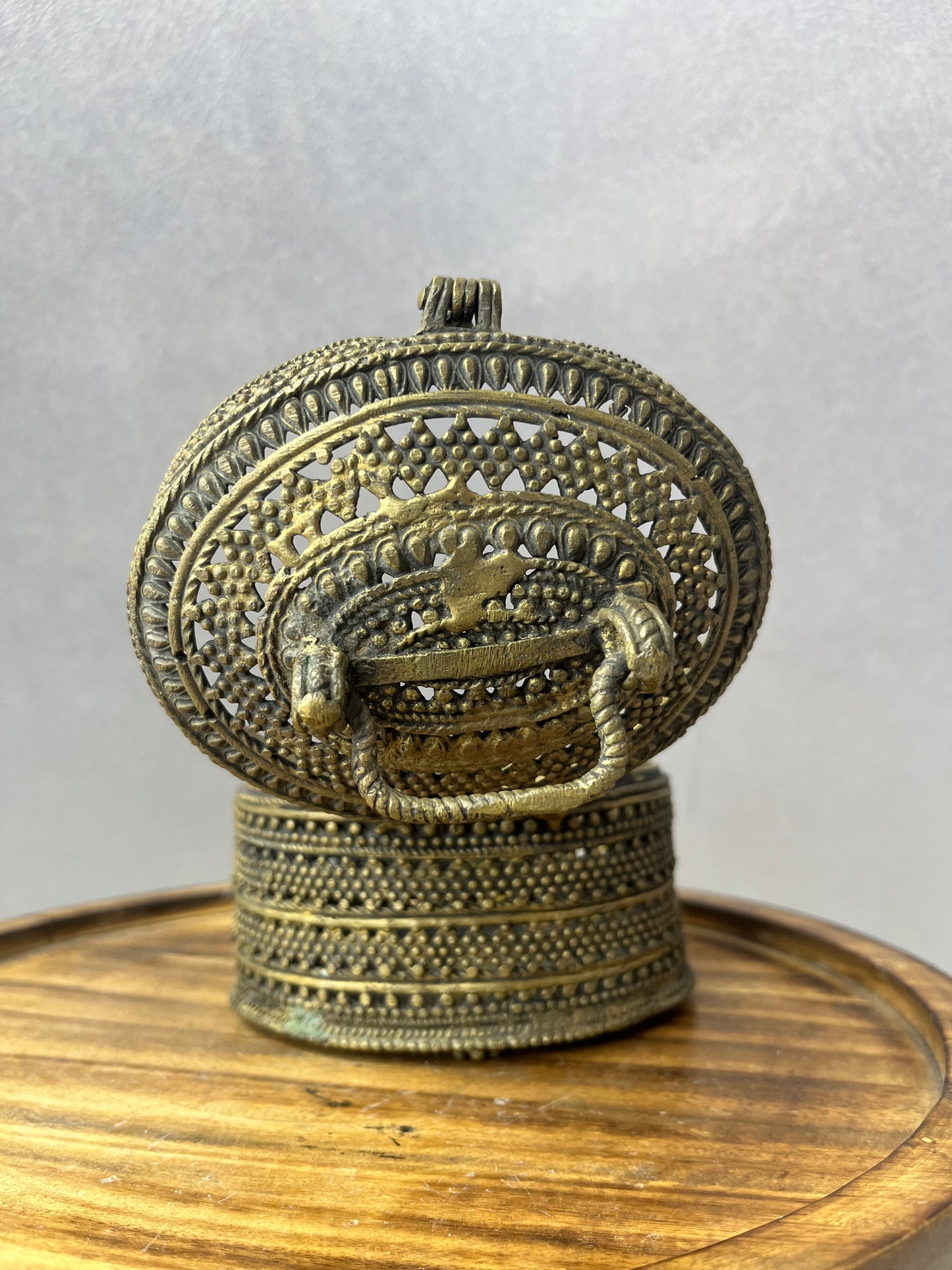 Vintage Rare Bronze cast jali box or Gowri Pettige or saligrama box