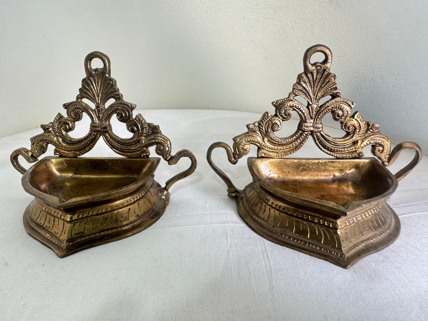 Leaf Lamp/Deepam/Lamp/ - Prasiddh Idols Presents Panchaloha lamp (Set of 2)