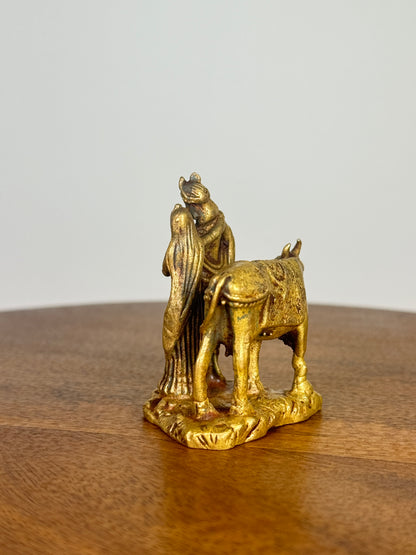 Radha Krishna idol with cow- Museum replicated Panchaloha idol