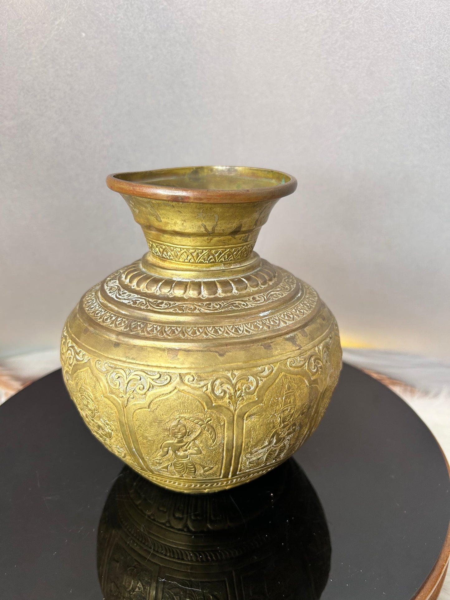 Vintage brass made dashavatara kalasa pot