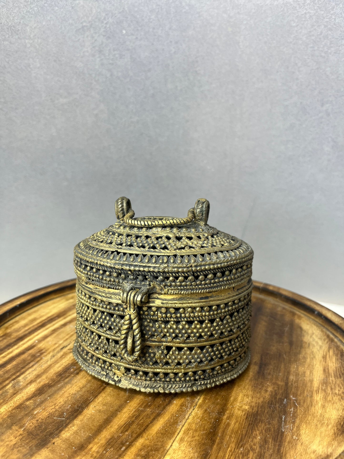 Vintage Rare Bronze cast jali box or Gowri Pettige or saligrama box