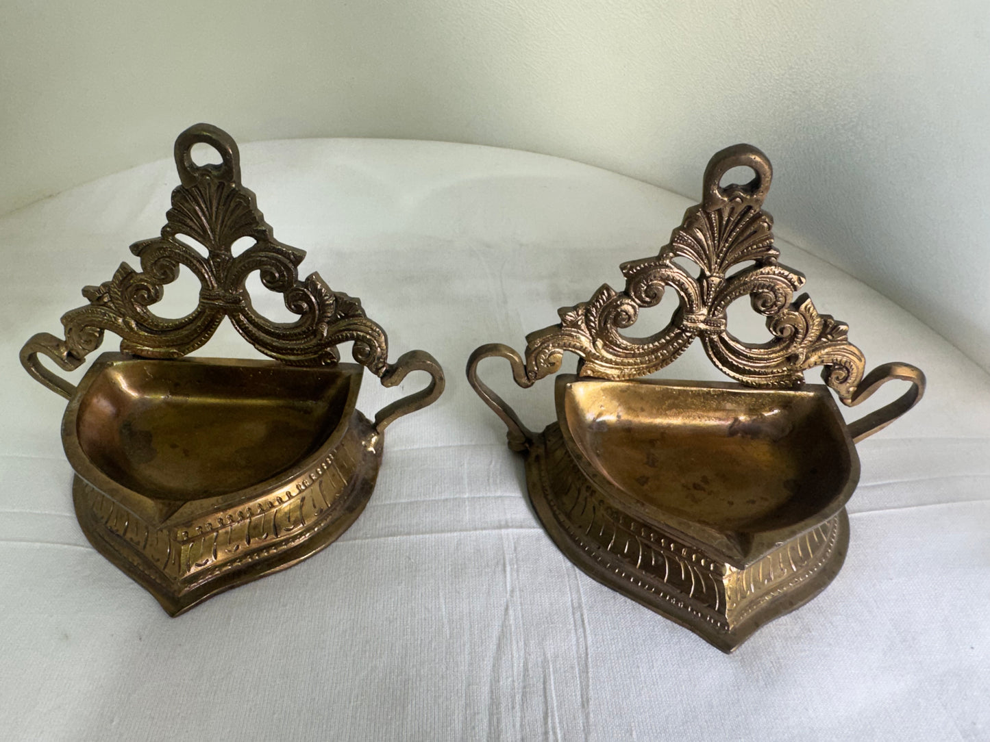 Leaf Lamp/Deepam/Lamp/ - Prasiddh Idols Presents Panchaloha lamp (Set of 2)