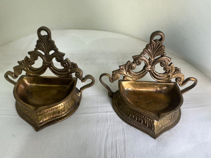 Leaf Lamp/Deepam/Lamp/ - Prasiddh Idols Presents Panchaloha lamp (Set of 2)