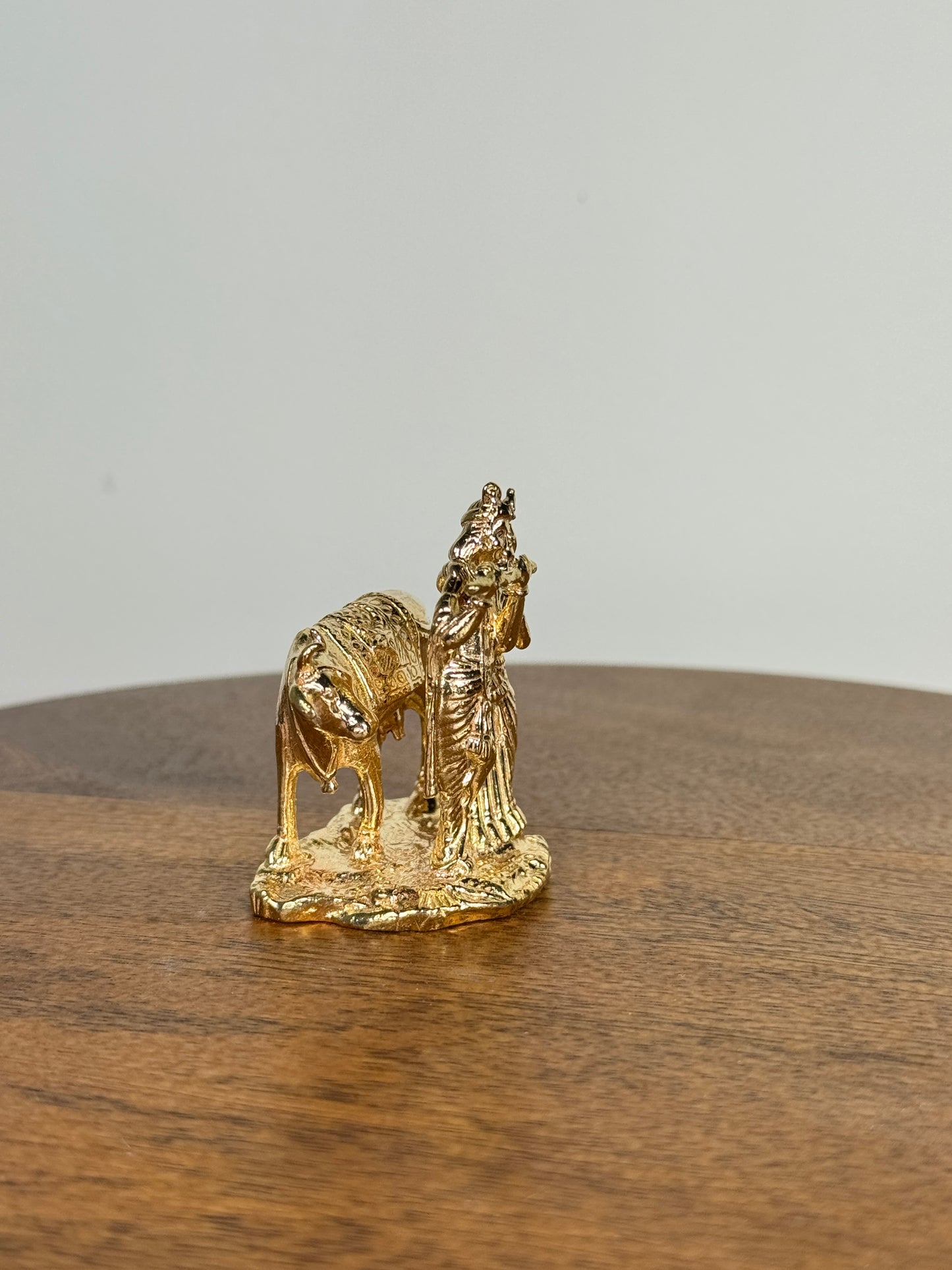 Radha Krishna idol with cow made of panchaloha