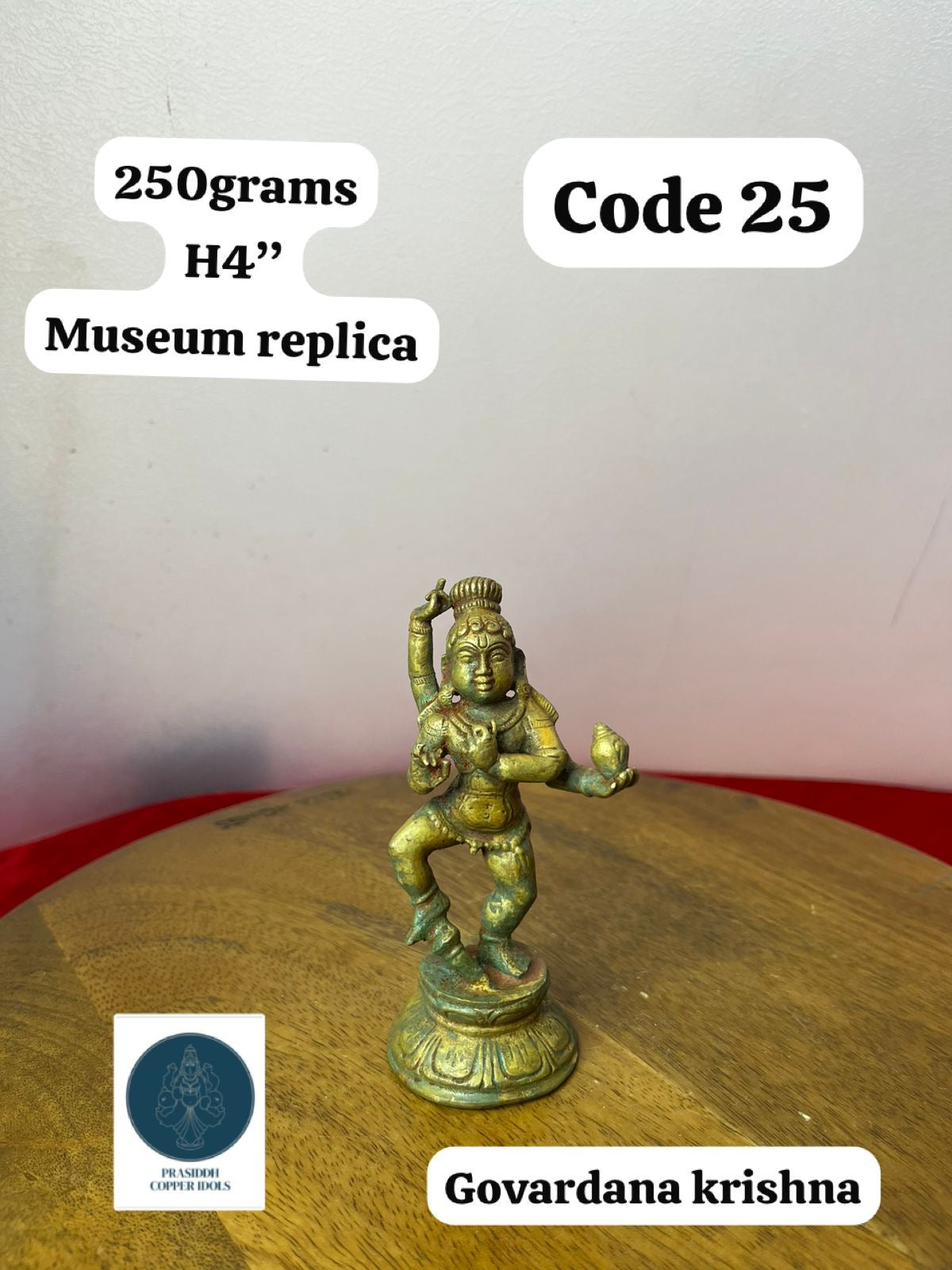 Govardhana Krishna - Prasiddh Idols Presents Panchaloha Made Museum Replica Idol
