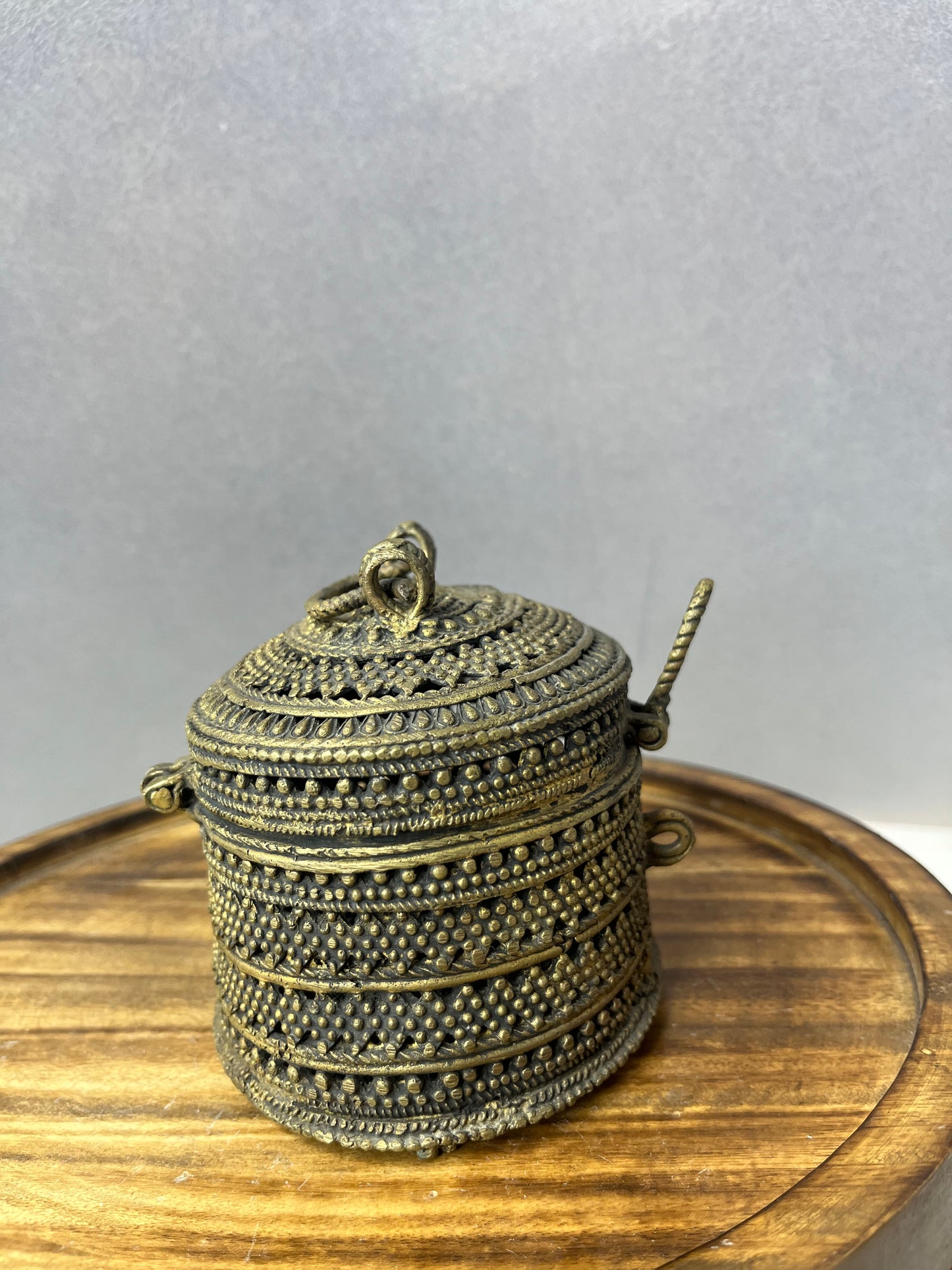 Vintage Rare Bronze cast jali box or Gowri Pettige or saligrama box