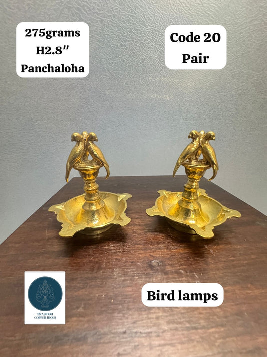 Bird lamp Set of 2 - made of Panchaloha
