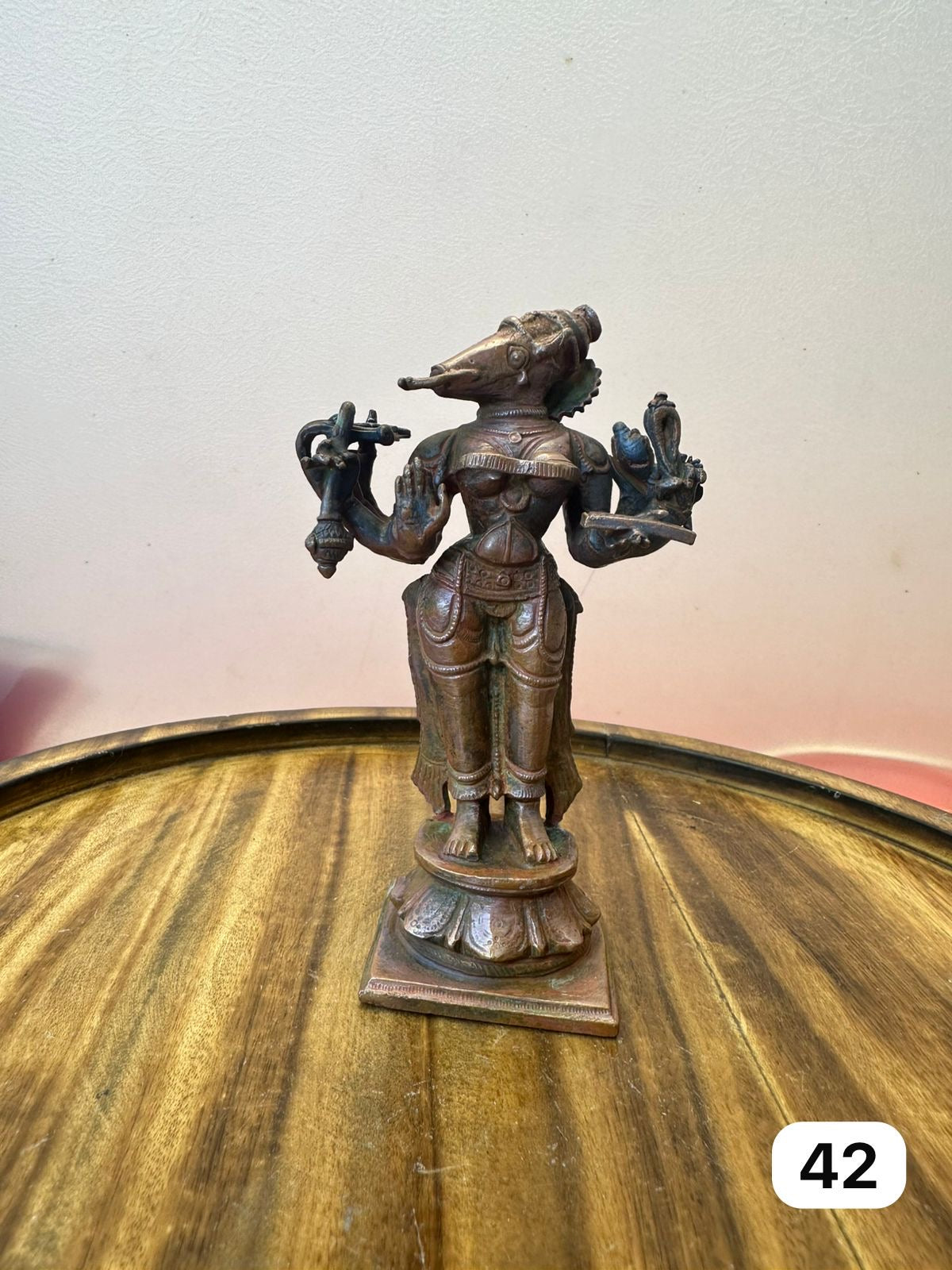 Goddess Standing Varahi Devi - museum replicated copper idol