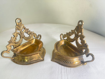 Leaf Lamp/Deepam/Lamp/ - Prasiddh Idols Presents Panchaloha lamp (Set of 2)