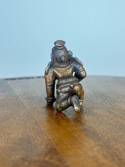 Crawling krishna - bronze idol