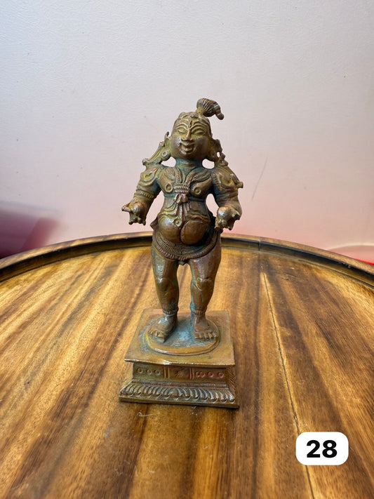 Double hand butter ball krishna - museum replicated copper idol