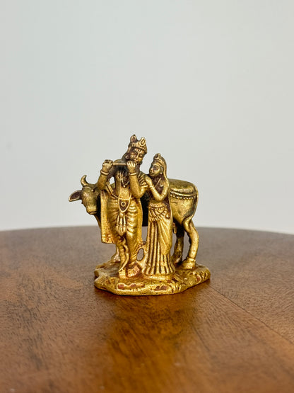 Radha Krishna idol with cow- Museum replicated Panchaloha idol