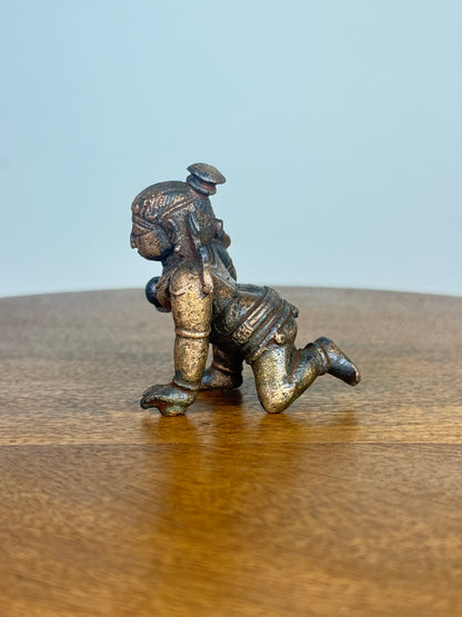 Crawling krishna - bronze idol
