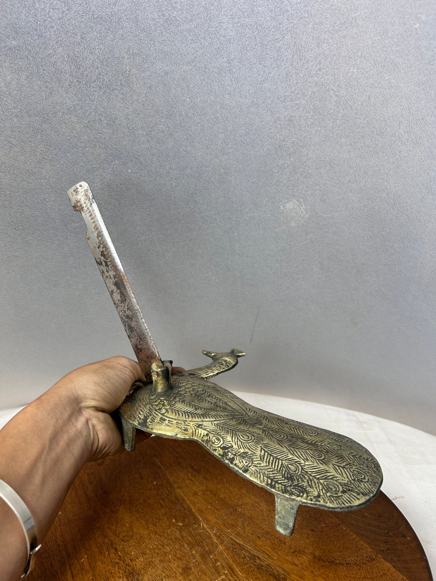 Vintage Brass made peacock themed vegetable cutter