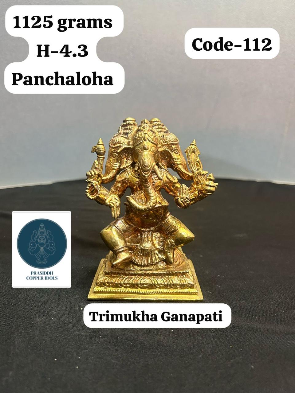 Trimukha Ganapati - Prasiddh Idols Presents Panchaloha Idol (Custom Made)