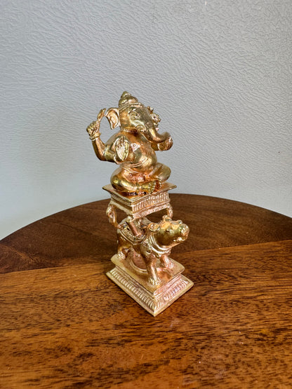 Ganesha Sitting On Moshika Vahana - prasiddh idols presents Panchaloha idol