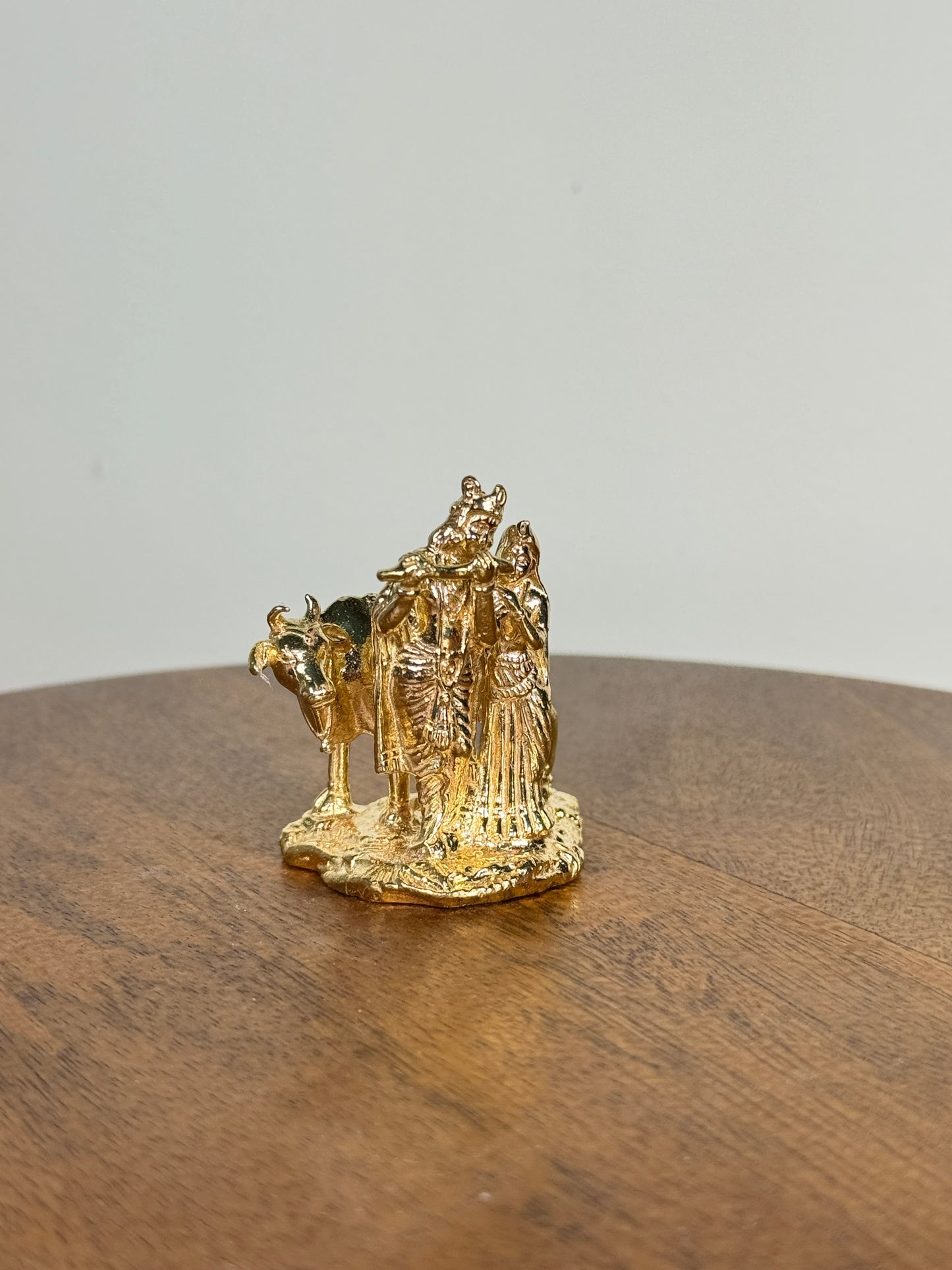 Radha Krishna idol with cow made of panchaloha