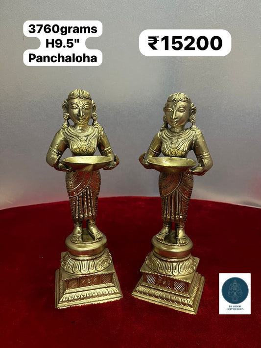 Panchaloha made deepamalli / deepalakshmi / lady lamps