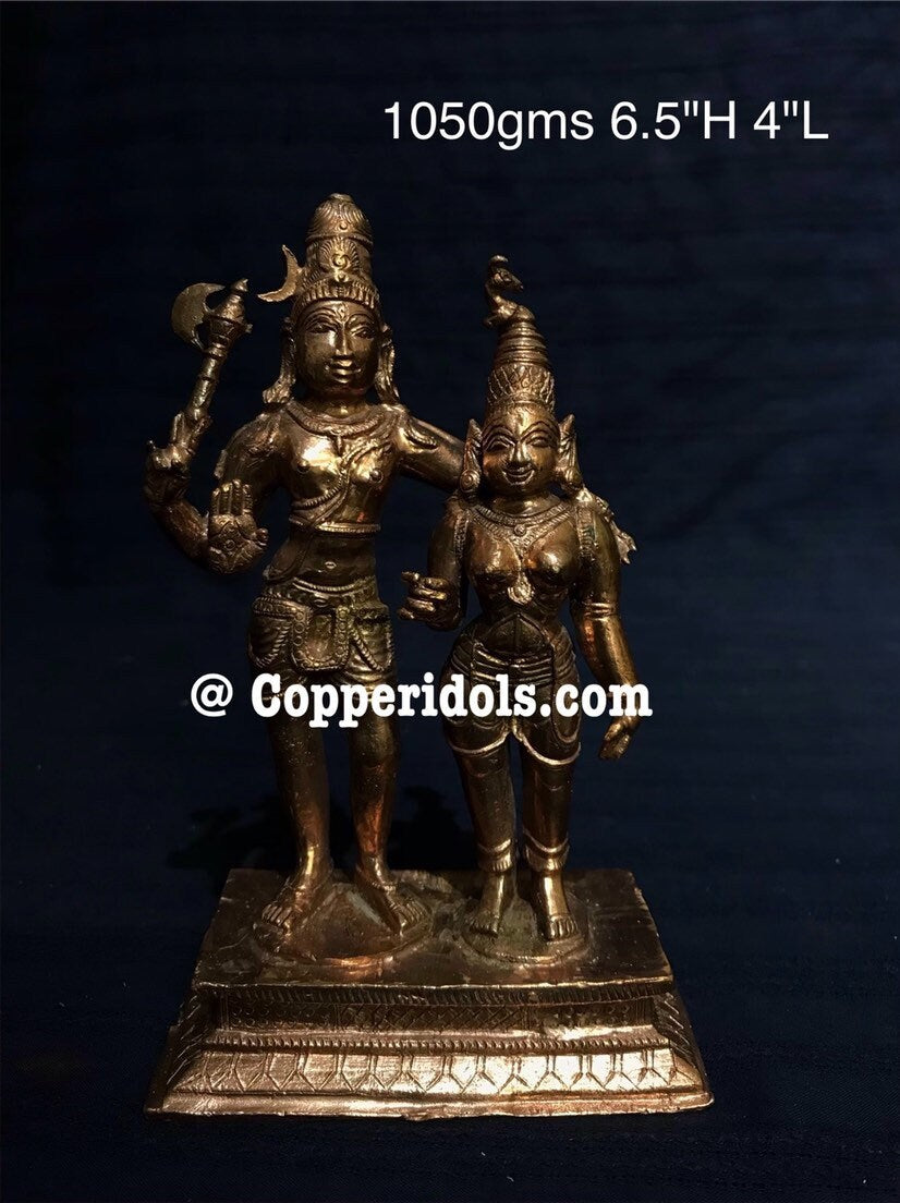 Prasiddh copper idols presents Uma Maheshwara Shiva Parvati girija kalayana sundara murthy idol figurine