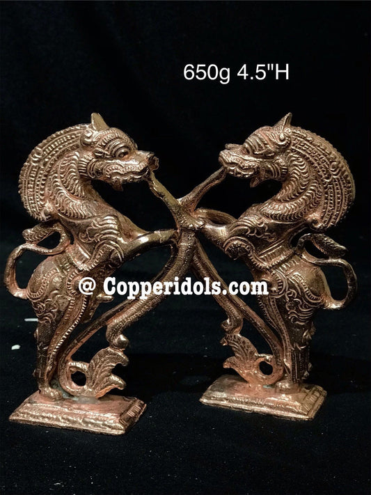 Prasiddh copper idols presents pair of Yaali or Mystical Lions which acts as protection/ Evil Eye in pooja altar