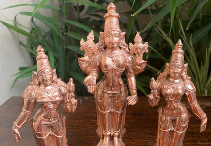 Prasiddh copper idols presents New Pattern Srinivasa Sridevi bhudevi set in copper