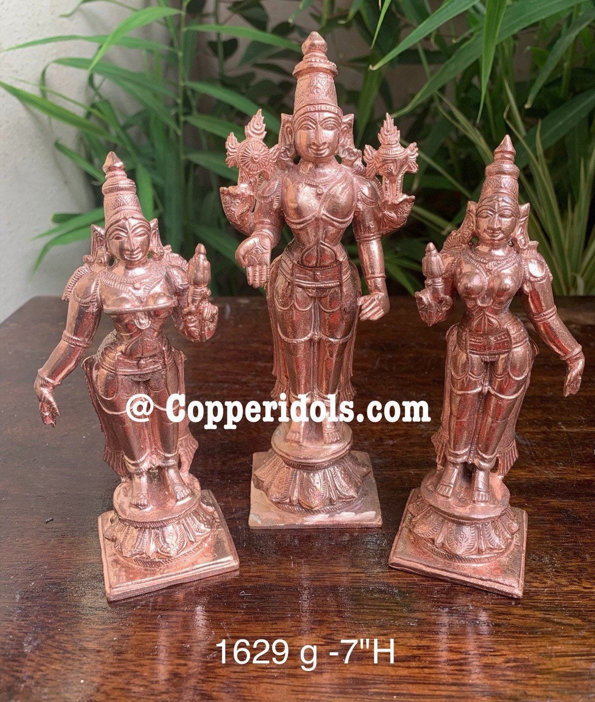 Prasiddh copper idols presents New Pattern Srinivasa Sridevi bhudevi set in copper