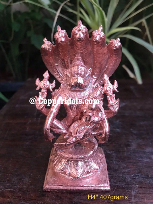 Prasiddh copper idols presents Yoga Lakshmi Narasimha with aadishesha