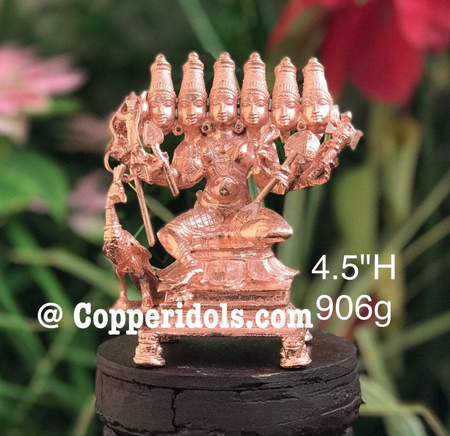 Prasiddh copper idols presents copper idol of Subramanya karnataka style 6 headed Shanmukha