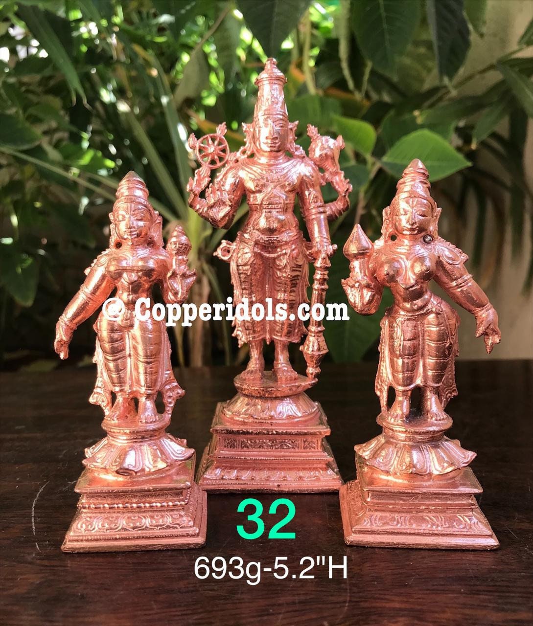 Prasiddh copper idols presents Sri varadaraja perumal with sridevi bhudevi lord vishnu with his consorts