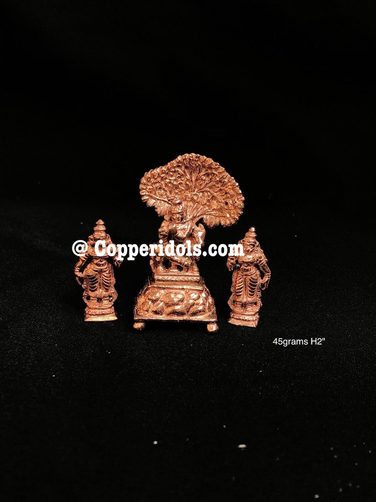 Prasiddh copper idols presents copper idol of Rukmini satyabhama Sahitam Krishna with kalpavruksha