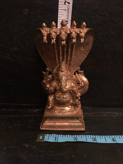 Prasiddh copper idols presents Copper made Ganesha with snake unique one like RatnaGarba Ganpathy Ganapati