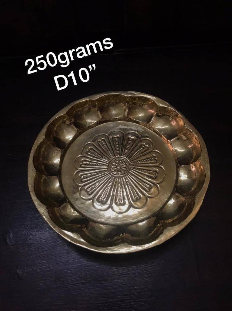 Prasiddh copper idols presents Brass made floral embossed handmade handcrafted ritualistic plate