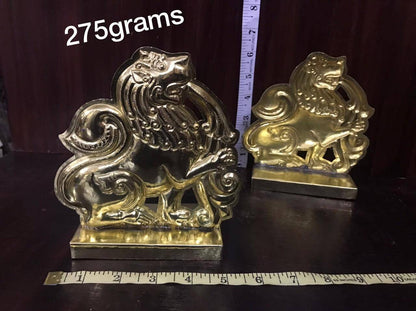 Prasiddh copper idols presents Brass made lion decoration items ( a pair of lion)