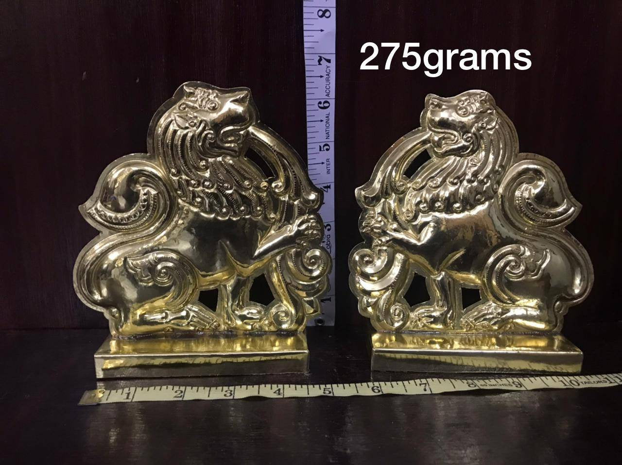 Prasiddh copper idols presents Brass made lion decoration items ( a pair of lion)