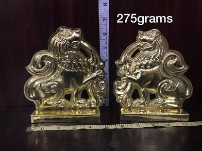 Prasiddh copper idols presents Brass made lion decoration items ( a pair of lion)