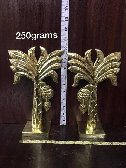 Prasiddh copper idols presents Brass made banana tree decoration item ( A pair of trees)