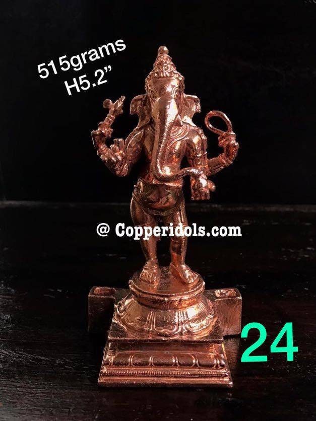 Prasiddh copper idols presents Copper idol of standing ganesha with prabhavali